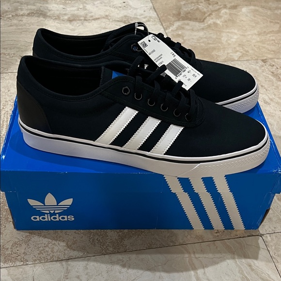 Adidas Men's Black Sneakers with White Stripes - Picture 2 of 7